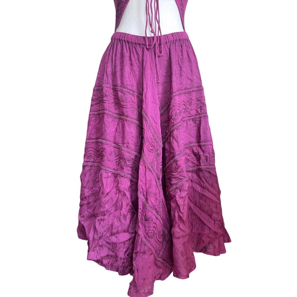 NWT Magenta Bohemian Renaissance Cut Out Midi Dress Festival  Boho Y2k Resort L - Picture 10 of 15
